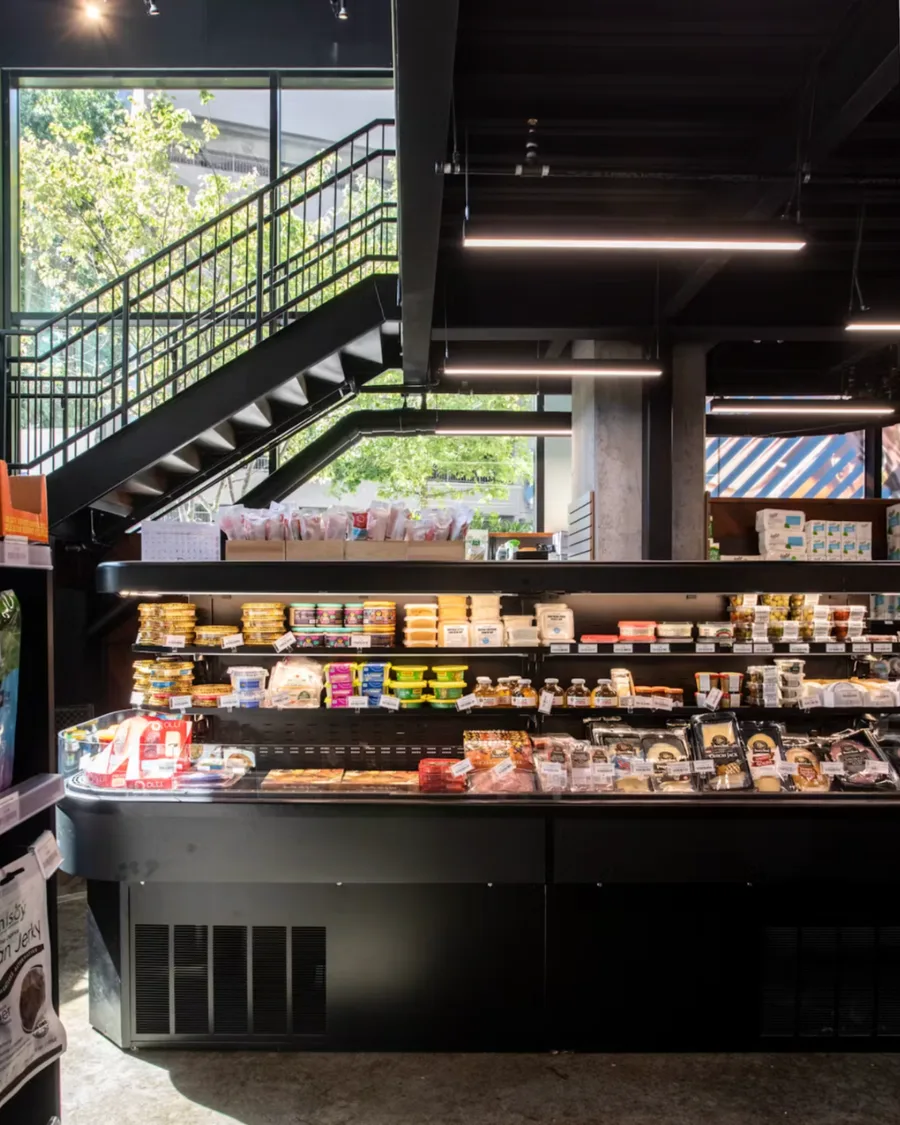 Inside a Savi market, looking across the prepared foods case